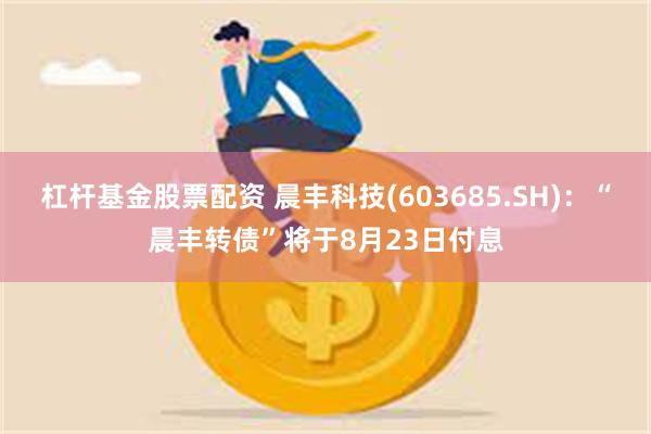 杠杆基金股票配资 晨丰科技(603685.SH)：“晨丰转债