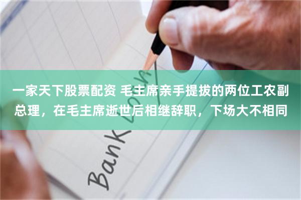 一家天下股票配资 毛主席亲手提拔的两位工农副总理，在毛主席逝世后相继辞职，下场大不相同