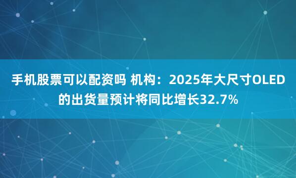 手机股票可以配资吗 机构：2025年大尺寸OLED的出货量预计将同比增长32.7%