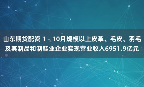 山东期货配资 1－10月规模以上皮革、毛皮、羽毛及其制品和制鞋业企业实现营业收入6951.9亿元