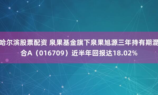 哈尔滨股票配资 泉果基金旗下泉果旭源三年持有期混合A（016709）近半年回报达18.02%