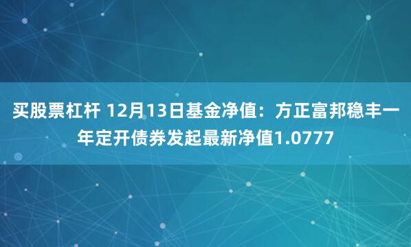 买股票杠杆 12月13日基金净值：方正富邦稳丰一年定开债券发起最新净值1.0777