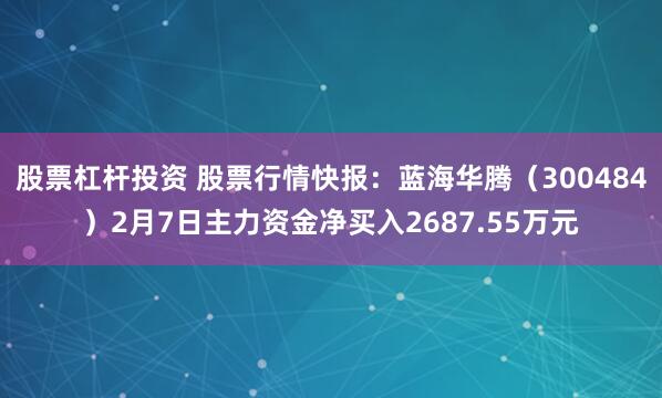 股票杠杆投资 股票行情快报：蓝海华腾（300484）2月7日主力资金净买入2687.55万元