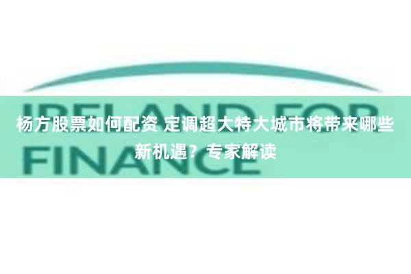 杨方股票如何配资 定调超大特大城市将带来哪些新机遇？专家解读