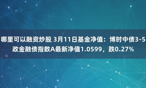 哪里可以融资炒股 3月11日基金净值：博时中债3-5政金融债指数A最新净值1.0599，跌0.27%